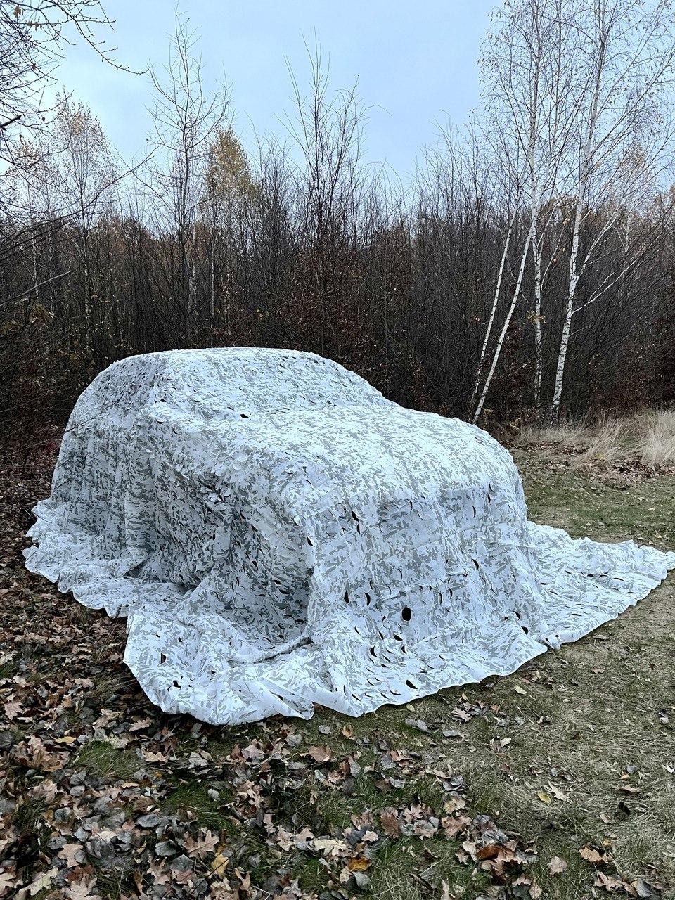 Маскувальна сітка 6х8м біла зимова для авто, пікапа, техніки та позашляховиків. Маскування для окопів