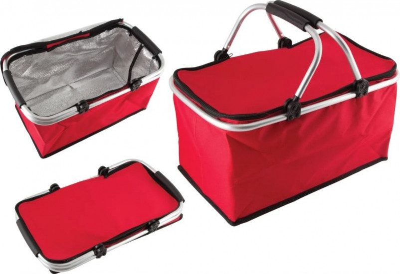 Термокорзина для пікника дорожня термосумка 42х29х25 см (червона), фото 1