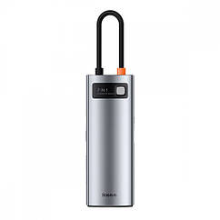 USB-Хаб Baseus Metal Gleam Series 7-in-1 (2xUSB3.0 + 4KHD + Type-C + Type-C PD+ TF + SD) gray