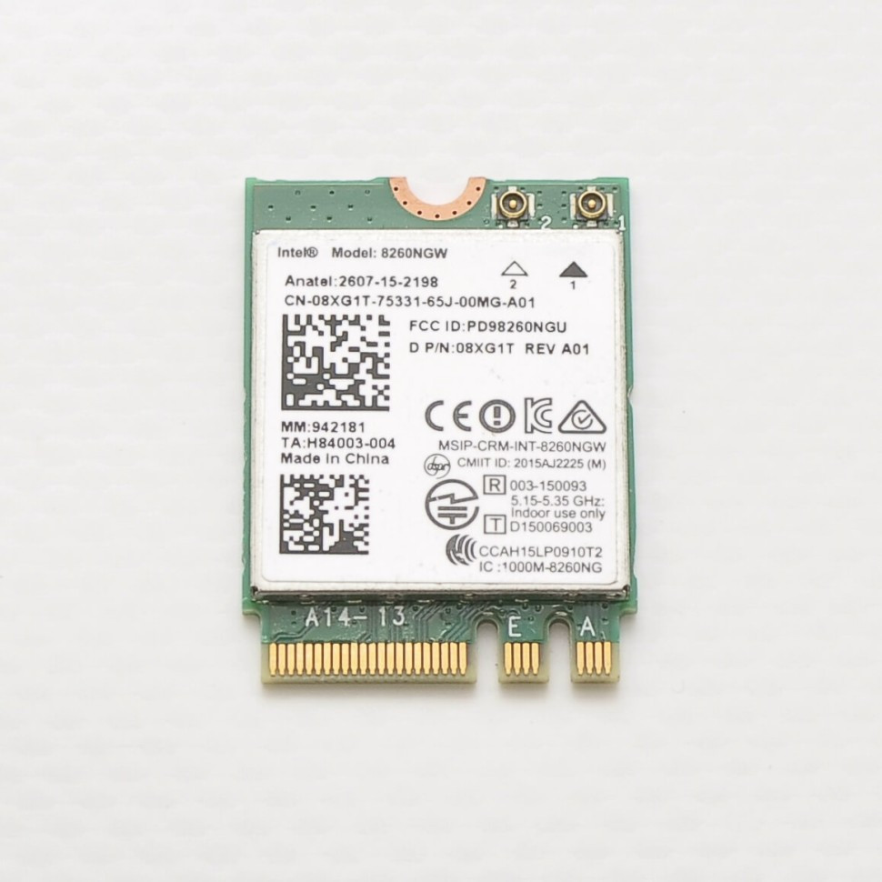 Wi-Fi модуль Intel Dual Band Wireless-AC 8260 8260NGW 08XG1T H84003-001 H70224-001