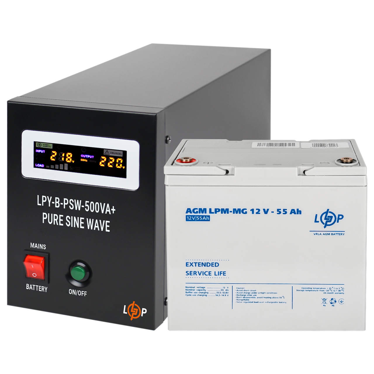 Комплект резервного живлення для котла LP (LogicPower) ДБЖ + мультигелева батарея (UPS B500 + АКБ MG 660Wh)