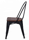 Металевий стілець Tolix-Wood глянсовий чорний з дерев'яним сидінням, фото 2