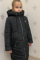 Зимнее пальто-куртка на девочку модель 8, черный 128