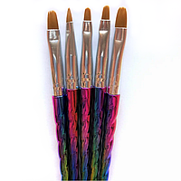 Пензель для дизайну нігтів "язичок" 5 шт різні розміри.