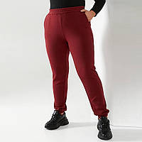 Зимние женские штаны бордового цвета (Баталы) Размеры: 50,52,54,56,58 (21041-4)