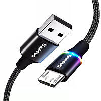 Кабель 0.5 м Baseus Micro USB c подсветкой для быстрой зарядки 3A | Шнур Baseus 3A USB microUSB 50 см Cable