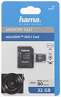 Карта Hama microSDHC 32GB Class 10 UHS-I 80MB/s + SD Adapter (00139505)