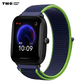 Ремінець для Xiaomi Amazfit Bip U / Bip U PRO нейлоновий Синій з салатовим