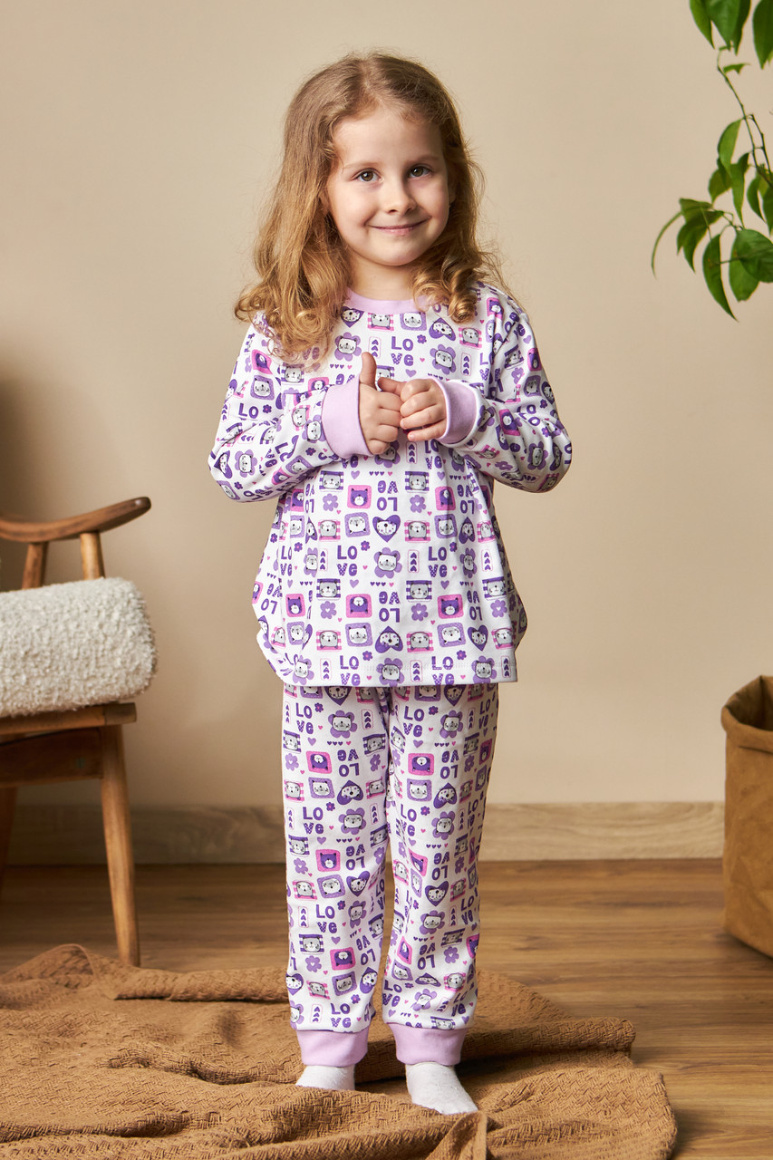 Яскрава весняна трикотажна піжама для дівчаток, Кітті 98,104,110,116,122 98, фото 1