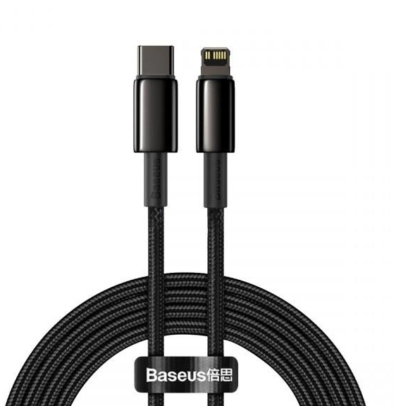 Кабель Baseus Tungsten Gold Fast Charging Type-C to Lightning PD 20W (2m) Black (CATLWJ-A01)