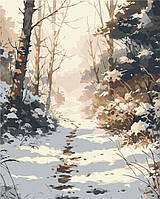 Картини Малювання за номерами зимовий пейзаж 40х50 Картини по цифрах Засніжена доріжка Картина за номерами BrushMe BS53836