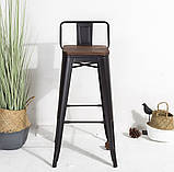 Барный стул высокий Толикс-Back-W металлический глянцевый сидение-деревянное, фото 4