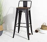 Барный стул высокий Толикс-Back-W металлический глянцевый сидение-деревянное, фото 5