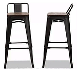 Барный стул высокий Толикс-Back-W металлический глянцевый сидение-деревянное, фото 3