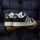 Жіночі кросівки з хутром Adidas Campus Winter Black/White, фото 3