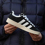 Жіночі кросівки з хутром Adidas Campus Winter Black/White, фото 9
