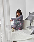 Жіноча плюшева піжама з принтом-пір'я 42,44,46,48,50,52, фото 4