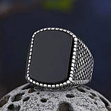 Кільце печатка перстень чоловіче сталеве JACOB 19 з медичної нержавіючої сталі з чорним акрілом, фото 4