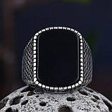 Кільце печатка перстень чоловіче сталеве JACOB 19 з медичної нержавіючої сталі з чорним акрілом, фото 3