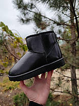 UGG Шкіряні уггі короткі низькі еко - шкіра жіночі чорні теплі зимові, фото 4