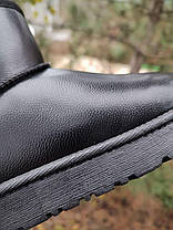 UGG Шкіряні уггі короткі низькі еко - шкіра жіночі чорні теплі зимові, фото 6