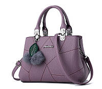 Модная женская сумка с брелоком шариком сумка на плечо с меховой подвеской Фиолетовый BUYT Модна жіноча сумка