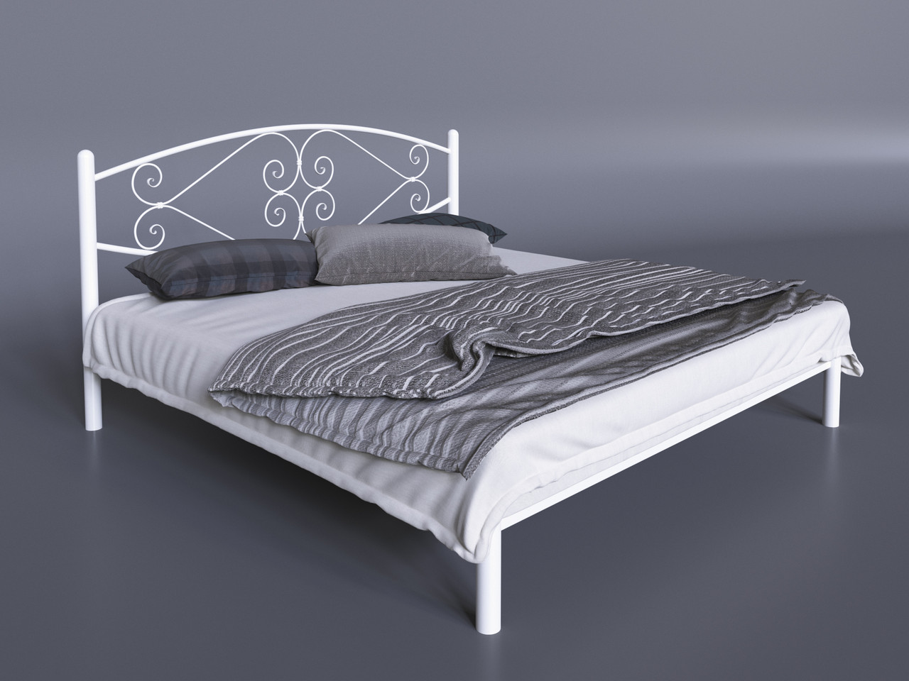 Двуспальная металлическая кровать Камелия от ТМ Теnero 120х190, Щит ДВП, 2 ящика - фото 1 - id-p2025544339