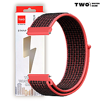 Ремінець для Samsung Galaxy Watch 4 40mm / 44mm нейлоновий Чорний з червоним, фото 2