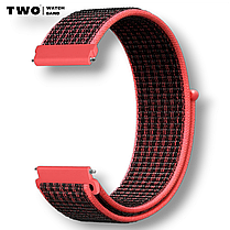 Ремінець для Samsung Galaxy Watch 4 40mm / 44mm нейлоновий Чорний з червоним, фото 3