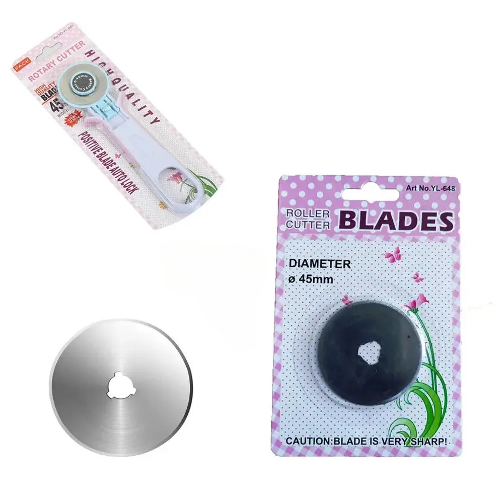 Леза для роторного ножа набір 5 шт 45 мм Запасні дискові леза для печворку по тканині шкірі для квілтінга, фото 1