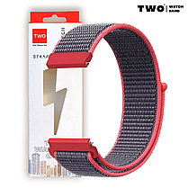 Ремінець для Xiaomi Amazfit GTS 4 / GTS 4 mini нейлоновий Малиновий з сірим, фото 2