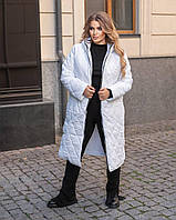 Зимнее тёплое женское пальто с капюшоном плащевка стеганная Размер: 50-52;54-56;58-60