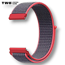 Ремінець для Xiaomi Amazfit GTS 4 / GTS 4 mini нейлоновий Малиновий з сірим, фото 3