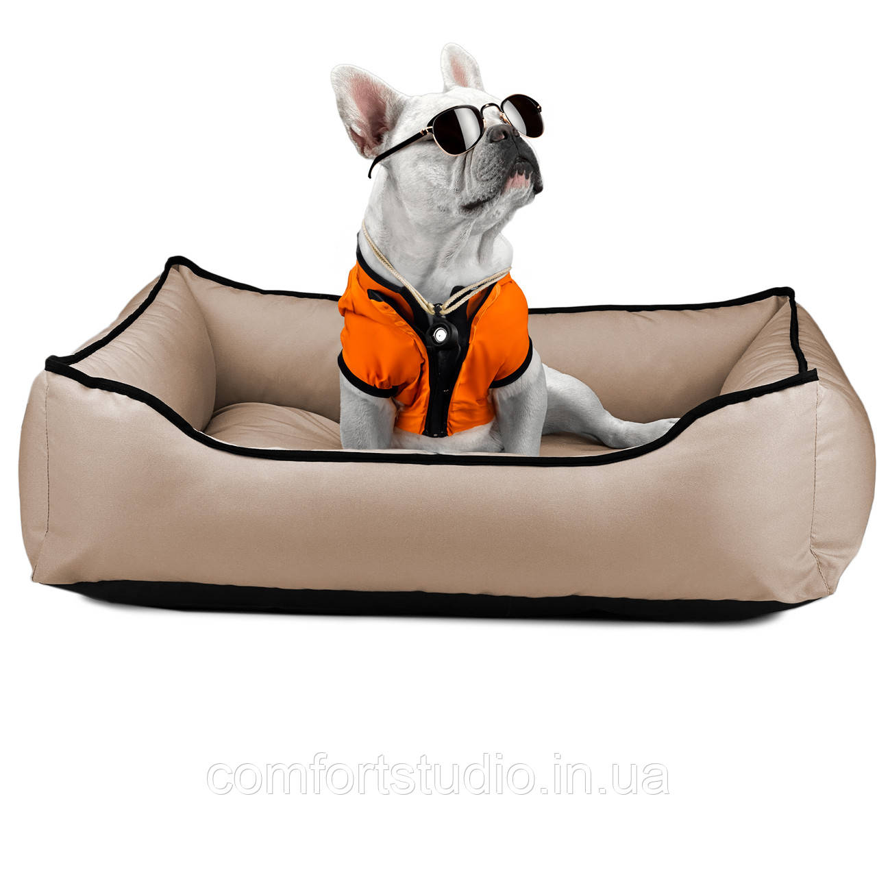Лежак ліжко для собак всіх порід EGO Bosyak Waterproof L 95х80 Кава з молоком (лежанка для середніх собак 12-20 кг)