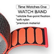 Ремінець для Xiaomi Amazfit GTS 4 / GTS 4 mini нейлоновий Малиновий з сірим, фото 4