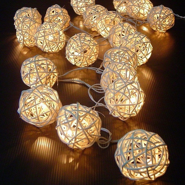 Гірлянда кульки led - білі бавовняні кульки, електрична гірлянда з кульок
