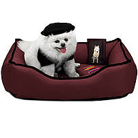 Лежак ліжко для собак та котів EGO Bosyak Waterproof S 65x55 Бордовий (лежанка для котиків та собак 4-6 кг)