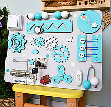 Розвиваюча дошка Бізіборд, Подарунок малюкові на 1 рік, Монтессорі Іграшка синій