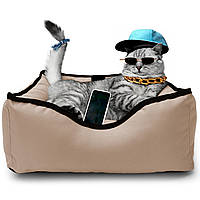 Лежак ліжко для кота EGO Bosyak Waterproof XS 50х45 Кава з молоком (лежанка для невеликих котів та кішок до 3кг)