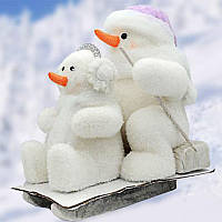 Снеговики на санках, h-35 см, (124-0084)
