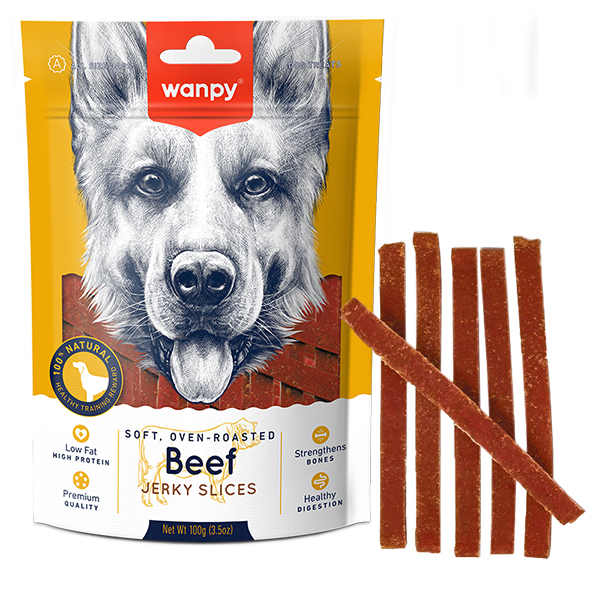 Ласощі для собак Wanpy (Ванпі) Soft Beef Jerky Slices слайси з в’яленої яловичини та качки 100 г