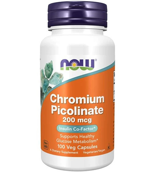 Хром піколінат 200 мкг Now Foods Chromium Picolinate для схуднення і зниження цукру в крові 100 капсул