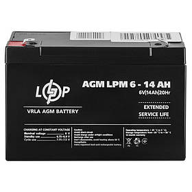 Акумулятор AGM LPM 6V - 14 Ah LogicPower 4163