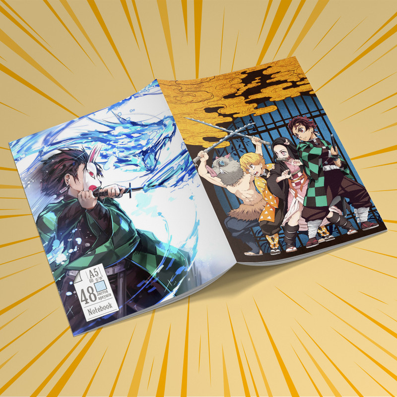 Зошит 48 арк. на дужках у клітинку Kimetsu no yaiba 005
