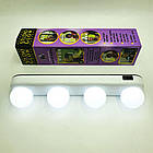 Бездротове підсвічування на присосках STUDIO GLOW, на батарейках / Лід світильник на дзеркало 4 лампочки, фото 8