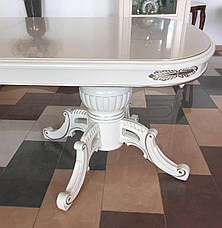 Великий обідній стіл Софія 818 Sof, колір білий + патина шампань, фото 3