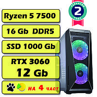 Игровой компьютер / ПК AMD Ryzen 5 7500F (6 x 5.0 GHz) / 32Gb DDR 5 / SSD 1Tb / RTX 3060 12Gb