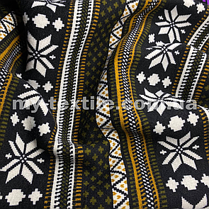 Трикотаж на хутрі 160 см 450 г/м2 DFS-34-1 Хакі Орнамент