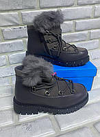 Зимние ботинки натуральный мех кожа 31-35 р 20-22,5 см Clibee