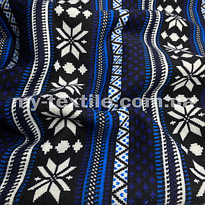Трикотаж на хутрі 160 см 450 г/м2 DFS-34-2 Синій Орнамент